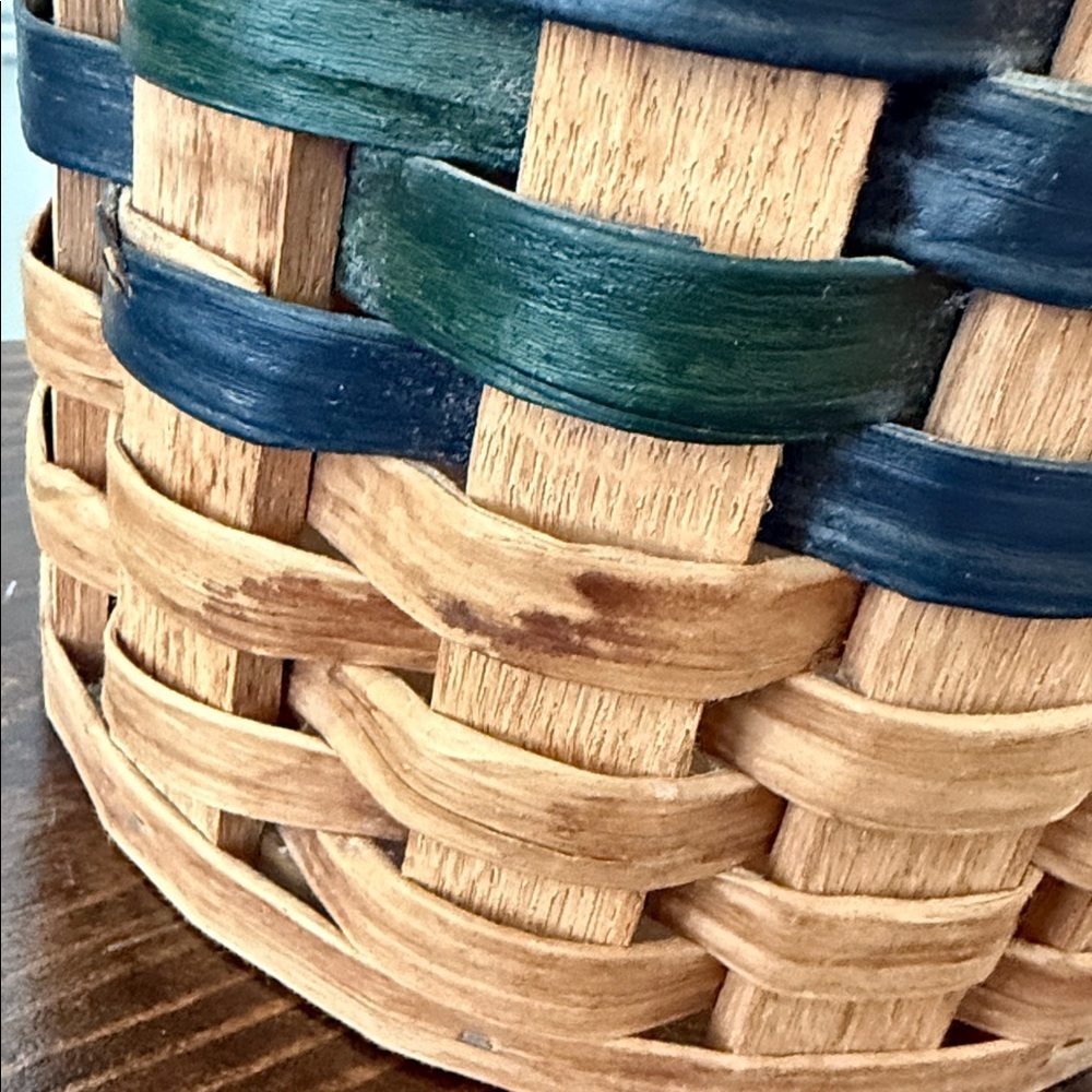 Longaberger Inspired Umbrella Basket with Brown and Green/Blue Weave - Picture 5 of 8